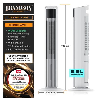 Brandson Mobiler Luftkühler, Ventilator, Weiss Brandson Mobiler Luftkühler, Ventilator, Weiss