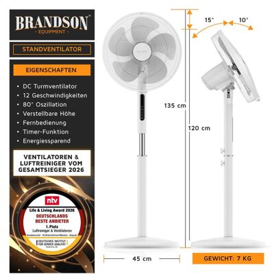 Brandson Standventilator, Ventilator, Weiss Brandson Standventilator, Ventilator, Weiss