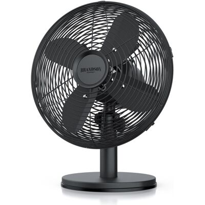 Brandson Tischventilator, Retro Design, Oszillation, Neigungswinkel ca. 40°, Metallgehäuse, 30W, schwarz, Ventilator, Schwarz Brandson Tischventilator, Retro Design, Oszillation, Neigungswinkel ca. 40°, Metallgehäuse, 30W, schwarz, Ventilator, Schwarz