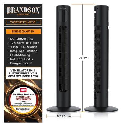 Brandson Turmventilator, Ventilator, Schwarz Brandson Turmventilator, Ventilator, Schwarz