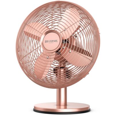 Brandson Tischventilator Retro Design, Oszillation, Neigbar, Metallgehäuse, Lüfter 30W, 28 cm Ø, 3 Stufen, Ventilator, Kupfer Brandson Tischventilator Retro Design, Oszillation, Neigbar, Metallgehäuse, Lüfter 30W, 28 cm Ø, 3 Stufen, Ventilator, Kupfer