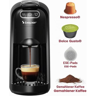 Beper Espressomaschine mit Kapseln, Kapselmaschine, Schwarz Beper Espressomaschine mit Kapseln, Kapselmaschine, Schwarz