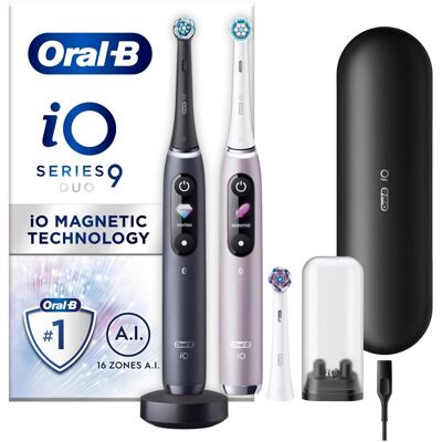 Oral B iO Series 9 Elektrische Zahnbürste - Schwarz Onyx & Rosenquarz Oral B iO Series 9 Elektrische Zahnbürste - Schwarz Onyx & Rosenquarz