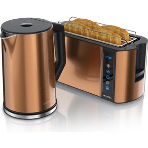 Arendo Frühstücks Set Edelstahl Wasserkocher 1,5l, Temperaturwahl & 4-Scheiben Langschlitz Toaster, Kupfer, Wasserkocher, Kupfer Arendo Frühstücks Set Edelstahl Wasserkocher 1,5l, Temperaturwahl & 4-Scheiben Langschlitz Toaster, Kupfer, Wasserkocher, Kupfer
