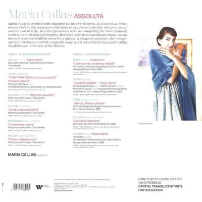 Warner Bros. Assoluta-Maria Callas (Crystal Colour Vinyl), Schallplatten Warner Bros. Assoluta-Maria Callas (Crystal Colour Vinyl), Schallplatten