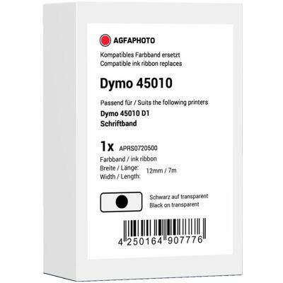 Agfaphoto, Beschriftungsband, kompatibel mit DYMO S0720500 auf Farblos (1.20 cm, Transparent) Agfaphoto, Beschriftungsband, kompatibel mit DYMO S0720500 auf Farblos (1.20 cm, Transparent)