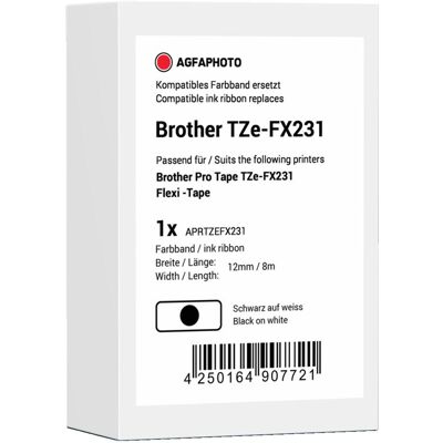 Agfaphoto, Beschriftungsband, kompatibel mit Brother TZe-FX231 auf (1.20 cm) Agfaphoto, Beschriftungsband, kompatibel mit Brother TZe-FX231 auf (1.20 cm)