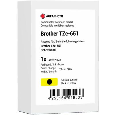 Agfaphoto, Beschriftungsband, kompatibel mit Brother TZe-651 auf (2.40 cm) Agfaphoto, Beschriftungsband, kompatibel mit Brother TZe-651 auf (2.40 cm)