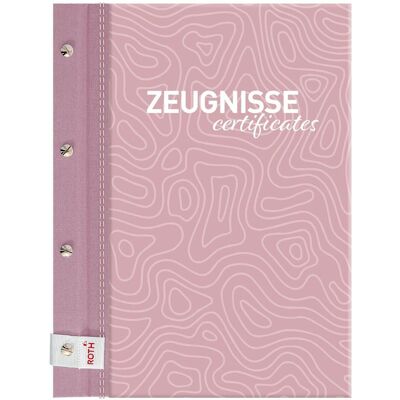 Roth Mappe, Zeugnismappe Pattern mit Buchschrauben ""Dusty Rose"" farbiger Metallic-Leineneinband mit Buchschrau (A4) Roth Mappe, Zeugnismappe Pattern mit Buchschrauben ""Dusty Rose"" farbiger Metallic-Leineneinband mit Buchschrau (A4)