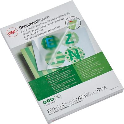 GBC Laminierfolie, DOCUMENT POUCH - Heisslaminier-Folientaschen (A4, 200 Stk., 75 µm) GBC Laminierfolie, DOCUMENT POUCH - Heisslaminier-Folientaschen (A4, 200 Stk., 75 µm)