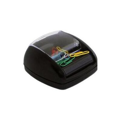 Pavo Büroklammer, Klammerspender auf Rollen mit Magneten, schwarz aus Kunststoff, mit drehbarem Magnet, inkl Pavo Büroklammer, Klammerspender auf Rollen mit Magneten, schwarz aus Kunststoff, mit drehbarem Magnet, inkl