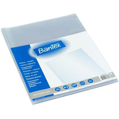 Bantex, Mappe, Plastlommer Elba A3 PP 0,12mm højformat - (25 stk.) (A3) Bantex, Mappe, Plastlommer Elba A3 PP 0,12mm højformat - (25 stk.) (A3)