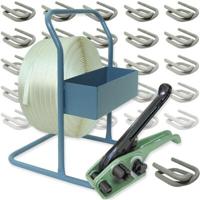 Wetec, Verpackungsmaterial, Umreifungsset 25 mm mit Spanner und Abroller (125 Stk.) Wetec, Verpackungsmaterial, Umreifungsset 25 mm mit Spanner und Abroller (125 Stk.)