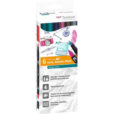 Tombow, Malstifte, Marker ABT Dual Brush 6C-5 Vintage carton (6) (6x) Tombow, Malstifte, Marker ABT Dual Brush 6C-5 Vintage carton (6) (6x)