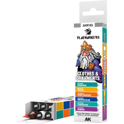 AK Interactive, Marker, - Playmarker Set Clothes & Ornaments (6 Markers) (6x) AK Interactive, Marker, - Playmarker Set Clothes & Ornaments (6 Markers) (6x)