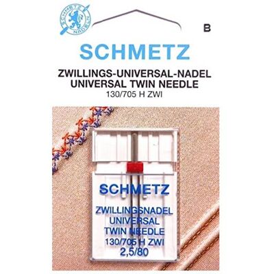 Schmetz - Universal Doppelnaht 2,5/80 - 2,5mm Abstand - Nadel Schmetz - Universal Doppelnaht 2,5/80 - 2,5mm Abstand - Nadel