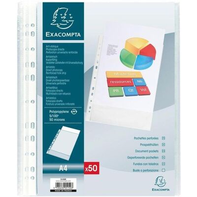 Exacompta - Modell 5150E - 20er Pack A4 perforierte Polypropylenhüllen Exacompta - Modell 5150E - 20er Pack A4 perforierte Polypropylenhüllen