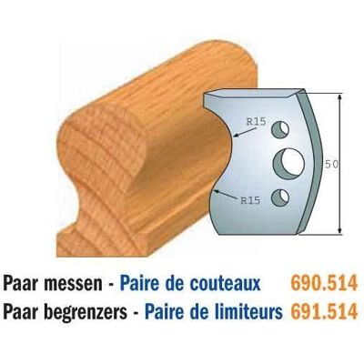 CMT, Cutter, 691.514 Gegenmesserpaar Höhe 50 mm Nummer 514 CMT, Cutter, 691.514 Gegenmesserpaar Höhe 50 mm Nummer 514
