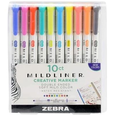 Zebra Marker, Mildliner Creative (10x) Zebra Marker, Mildliner Creative (10x)