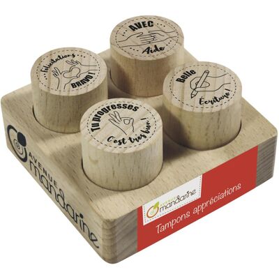 Avenue Mandarine - Holzstempel-Set - Wertschätzungstexte 2 - Ø 25 mm - 4 stk Avenue Mandarine - Holzstempel-Set - Wertschätzungstexte 2 - Ø 25 mm - 4 stk