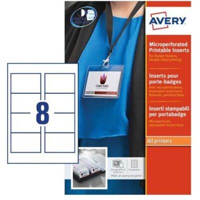 Avery Hellgraue Badge-Einsätze - Badge Typ - 55 x 86 mm - Badge Inserts Avery Hellgraue Badge-Einsätze - Badge Typ - 55 x 86 mm - Badge Inserts