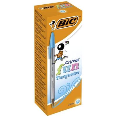 Bic, Schreibstifte, Kugelschreiber Cristal Fun, trkis, 20er Box (20x) Bic, Schreibstifte, Kugelschreiber Cristal Fun, trkis, 20er Box (20x)