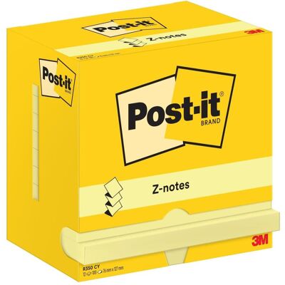 Post-it, Haftnotiz, Notizzettel Z-Notes 76 x 127 mm, Gelb, 12 Blöcke (127 x 76 mm) Post-it, Haftnotiz, Notizzettel Z-Notes 76 x 127 mm, Gelb, 12 Blöcke (127 x 76 mm)