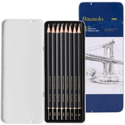 Deli Bleistift, Finenolo Skizzierstifte 8 Stück (2B, 2H, 3B, 4B, 5B, 6B, 7B, 8B, B, H, HB, 8x) Deli Bleistift, Finenolo Skizzierstifte 8 Stück (2B, 2H, 3B, 4B, 5B, 6B, 7B, 8B, B, H, HB, 8x)