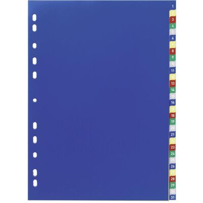 Durable, Ordner Zubehör, REGISTER PP MIT FARBIGEN TABEN 31 BLATT 1-31 20 ST 675627 Durable, Ordner Zubehör, REGISTER PP MIT FARBIGEN TABEN 31 BLATT 1-31 20 ST 675627