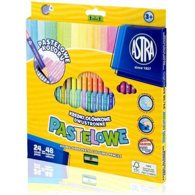 Astra, Malstifte, Dreieckige doppelseitige Pastellfarbstifte 24=48 (24x) Astra, Malstifte, Dreieckige doppelseitige Pastellfarbstifte 24=48 (24x)