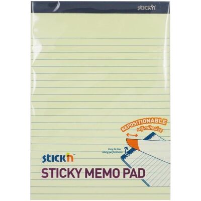 B.N.T., Haftnotiz, Notes Stick'N memo gul m/linier m/selvkl. ark 254x178mm 50ark/blok (254 x 178 mm) B.N.T., Haftnotiz, Notes Stick'N memo gul m/linier m/selvkl. ark 254x178mm 50ark/blok (254 x 178 mm)