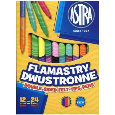 Astra, Marker, doppelseitige Marker, 12 Stück = 24 Farben. (12x) Astra, Marker, doppelseitige Marker, 12 Stück = 24 Farben. (12x)