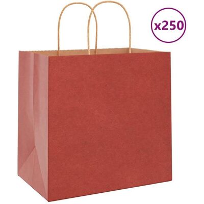 vidaXL Papiertragetaschen 250 Stk. mit Henkeln Rot 26x17x25 cm - Papiertragetaschen vidaXL Papiertragetaschen 250 Stk. mit Henkeln Rot 26x17x25 cm - Papiertragetaschen