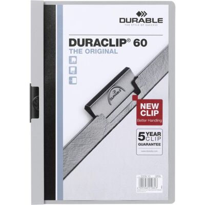 Durable, Mappe, Klemmhefter DURACLIP ORIGINAL 60, DIN A4, grau transparenter Vorderdeckel, mit Metallklemme (A4, 1x) Durable, Mappe, Klemmhefter DURACLIP ORIGINAL 60, DIN A4, grau transparenter Vorderdeckel, mit Metallklemme (A4, 1x)