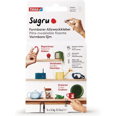 Sugru by tesa, Klebstoff, Sugru 3x Formbarer Allzweckkleber, vielseitige Klebeknete zum Dekorieren, Kleben & Reparieren (10.50 g, 323 ml) Sugru by tesa, Klebstoff, Sugru 3x Formbarer Allzweckkleber, vielseitige Klebeknete zum Dekorieren, Kleben & Reparieren (10.50 g, 323 ml)