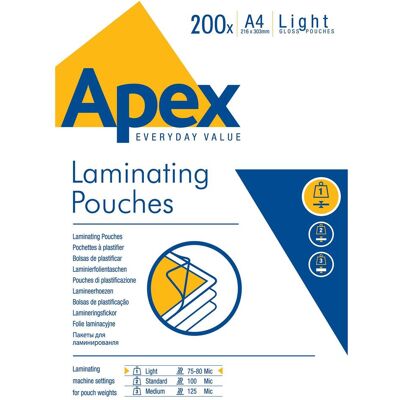 Fellowes Laminierfolie, APEX - Laminierfolien (A4, 100 Stk., 75 µm) Fellowes Laminierfolie, APEX - Laminierfolien (A4, 100 Stk., 75 µm)