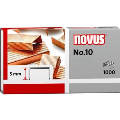 Novus, Büroklammer, Verkupferte Heftklammern Nr. 10 x 1000 Novus, Büroklammer, Verkupferte Heftklammern Nr. 10 x 1000