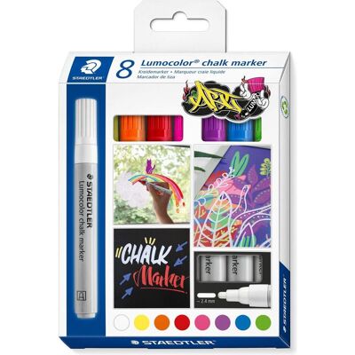 Staedtler Marker, Kreidemarker 2.4 mm, 344-0, -1, -4, -2, -20, -6, -3, -5, Kartonetui mit 8 St (8x) Staedtler Marker, Kreidemarker 2.4 mm, 344-0, -1, -4, -2, -20, -6, -3, -5, Kartonetui mit 8 St (8x)