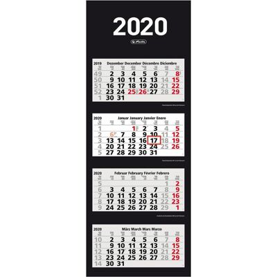 Herlitz, Kalender, 4-Monats-Wandkalender 2020 Gesamtformat: 330 x 900 mm, Monat: 300 x 140 mm Herlitz, Kalender, 4-Monats-Wandkalender 2020 Gesamtformat: 330 x 900 mm, Monat: 300 x 140 mm