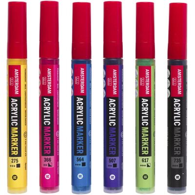 Amsterdam, Marker, Marker Basicset 6 Farben (6x) Amsterdam, Marker, Marker Basicset 6 Farben (6x)