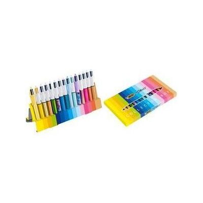 Bic, Schreibstifte, 4-Farben-Kugelschreiber 4 Colours bunt, Schreibfarbe: blau, rot, grün, schwarz, pink, violett, t (1x) Bic, Schreibstifte, 4-Farben-Kugelschreiber 4 Colours bunt, Schreibfarbe: blau, rot, grün, schwarz, pink, violett, t (1x)
