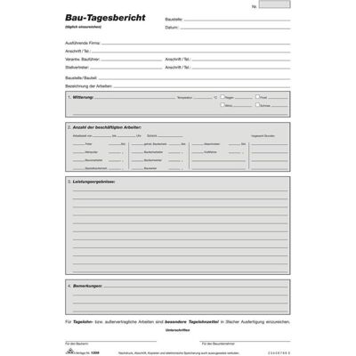 Rnk, Formular, Verlag Vordruck Bau-Tagesbericht, SD, Block, DIN A4 Rnk, Formular, Verlag Vordruck Bau-Tagesbericht, SD, Block, DIN A4