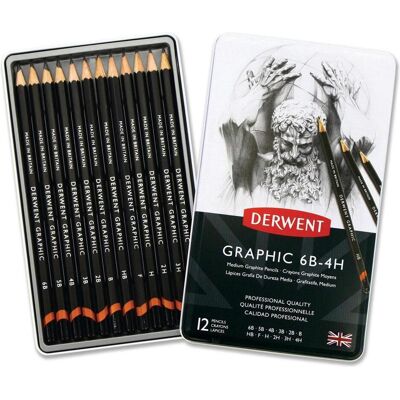 Derwent, Bleistift, Graphic Medium Pencils 6B-4HB, 12 Tin (4h, 6B, 12x) Derwent, Bleistift, Graphic Medium Pencils 6B-4HB, 12 Tin (4h, 6B, 12x)