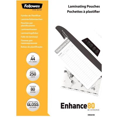 Fellowes Laminierfolie, Enhance 80 (A4, 250 Stk., 80 µm) Fellowes Laminierfolie, Enhance 80 (A4, 250 Stk., 80 µm)