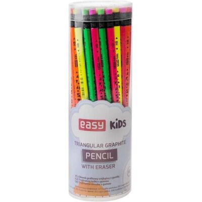 Easy, Bleistift, Heller Dreiecksstift mit Radiergummi Neon HB (48 Stk.) (HB, 48x) Easy, Bleistift, Heller Dreiecksstift mit Radiergummi Neon HB (48 Stk.) (HB, 48x)