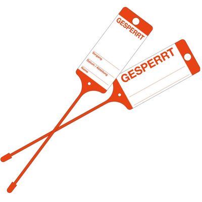 Eichner, Etiketten, Hängeetiketten Gesperrt rot 21,5 x 5,8 cm gelocht, 200 St. Eichner, Etiketten, Hängeetiketten Gesperrt rot 21,5 x 5,8 cm gelocht, 200 St.