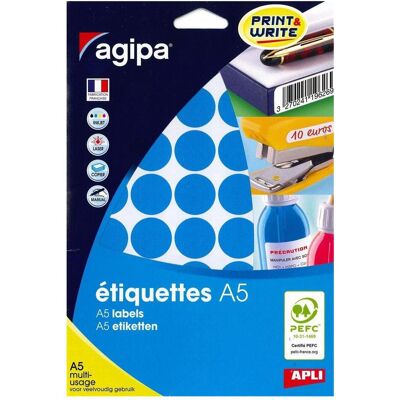 Agipa, Etiketten, Markierungspunkte, Durchmesser: 24 mm, rund, blau Agipa, Etiketten, Markierungspunkte, Durchmesser: 24 mm, rund, blau