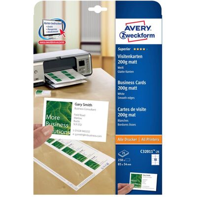 Avery Kopierpapier, Superior Visitenkarten (A4, 200 g/m²) Avery Kopierpapier, Superior Visitenkarten (A4, 200 g/m²)