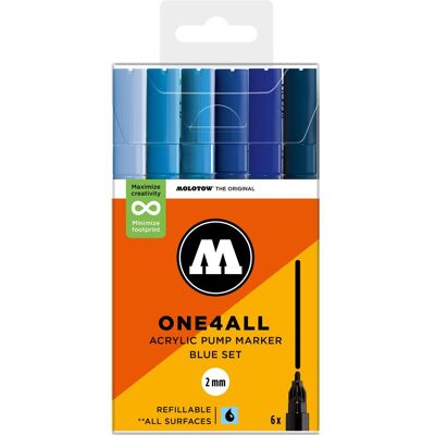 Molotow, Marker, Acrylmarker One4All 127HS Blue Set (6x) Molotow, Marker, Acrylmarker One4All 127HS Blue Set (6x)