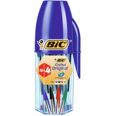 Bic, Schreibstifte, Cristal Original, Kugelschreiber (1mm Spitze), sortierte Farben, Dose 16+4 (20x) Bic, Schreibstifte, Cristal Original, Kugelschreiber (1mm Spitze), sortierte Farben, Dose 16+4 (20x)